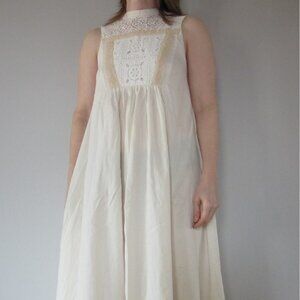 H&M Organic Cotton Long Cream Sleeveless Dress